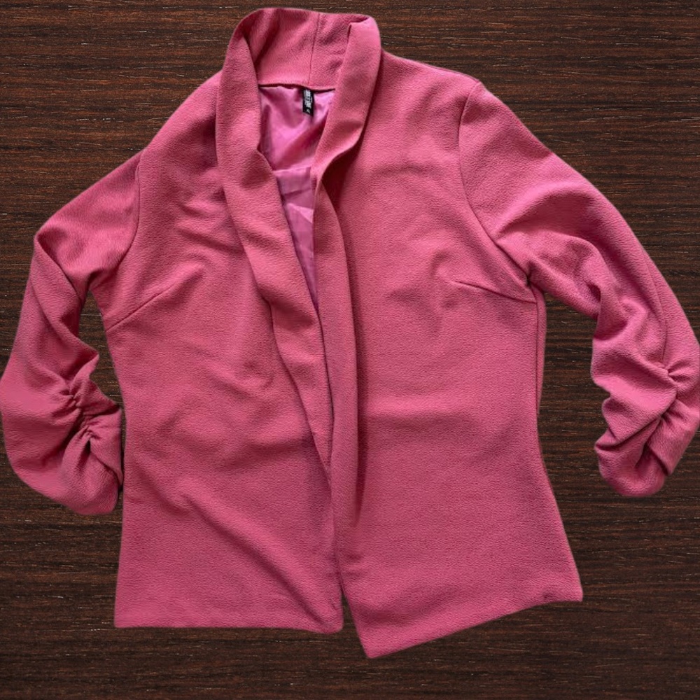 Berry Pink Open Front Blazer Cardigan